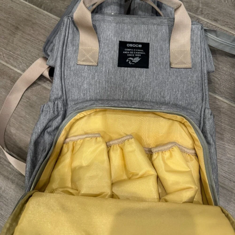 New OSOCE Diaper Bag‎ Backpack Gray Multi Pocket Baby Travel Backpack NWT